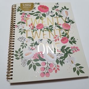 Beautiful Hardcover Planner Floral/Gold w/Stickers